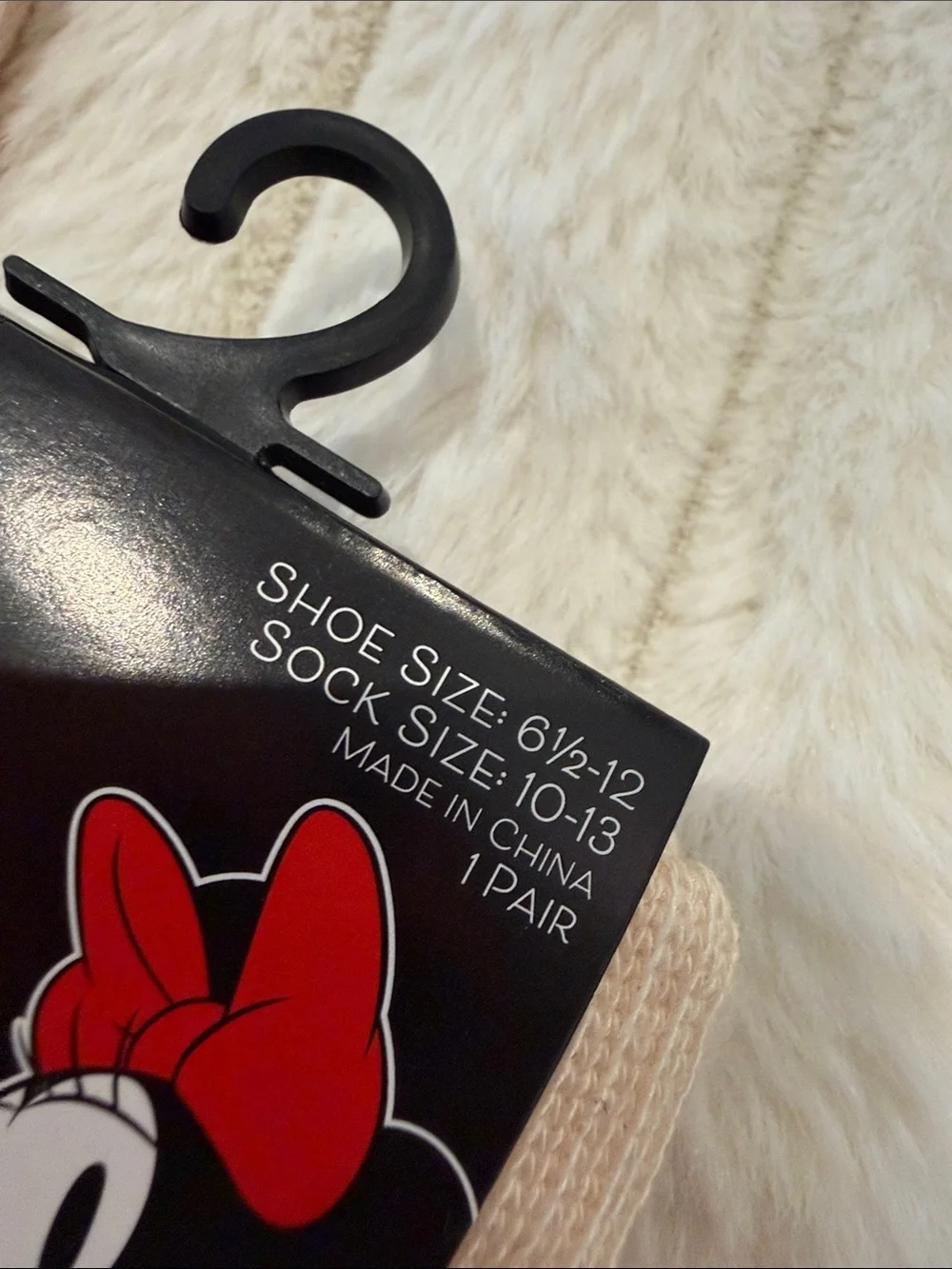 Disney Minnie Mouse Peach and Black Bow Kids Socks